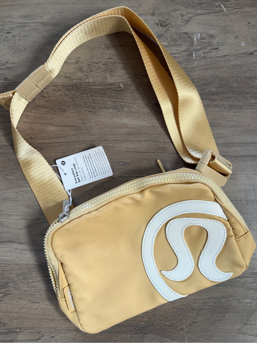lululemon athletica light golden Crossbody Bag with White Logo, 2L